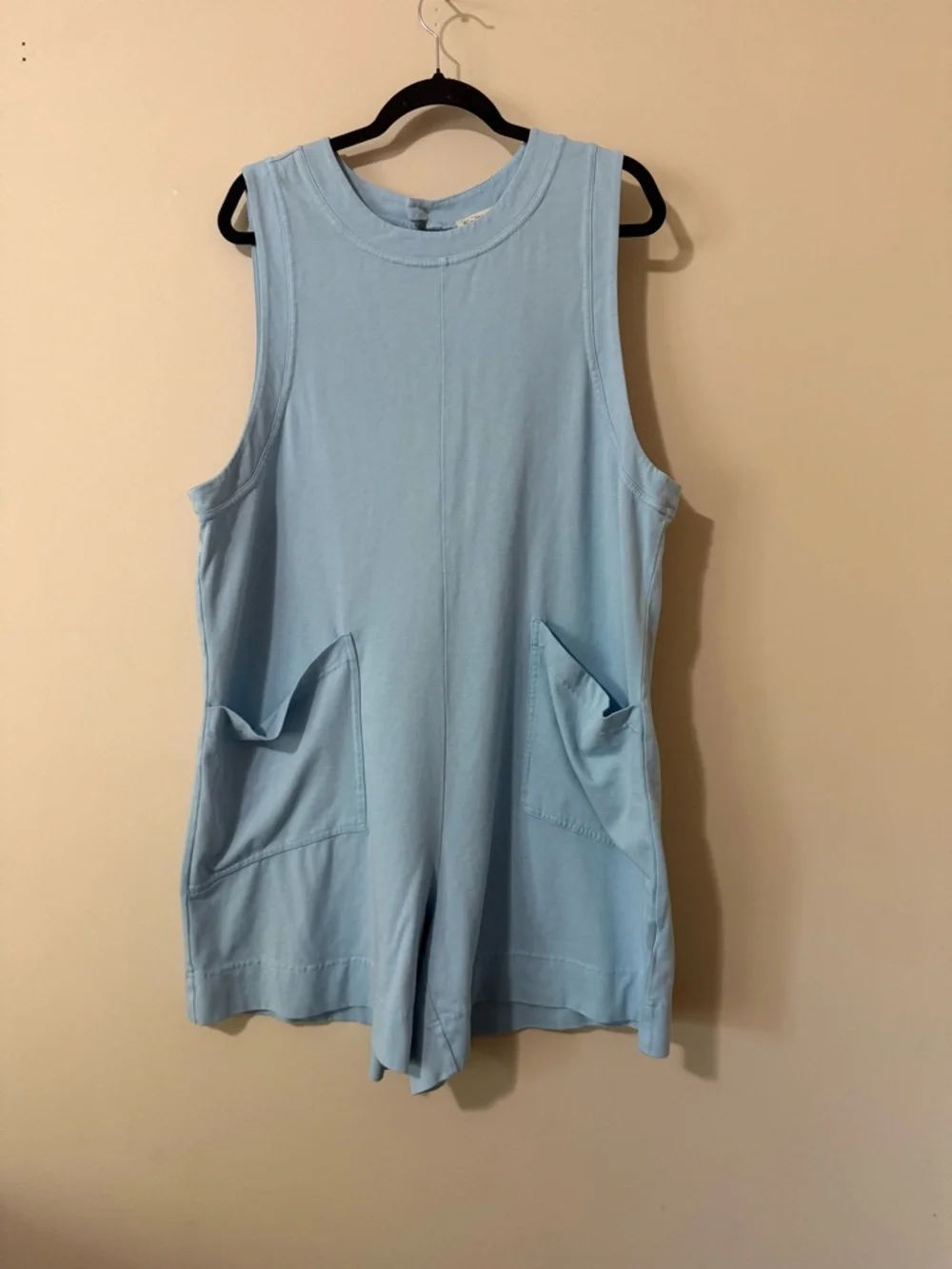 Light Blue Sleeveless Romper with Pockets. PTP 24. Never Worn. - Picture 3 of 6
